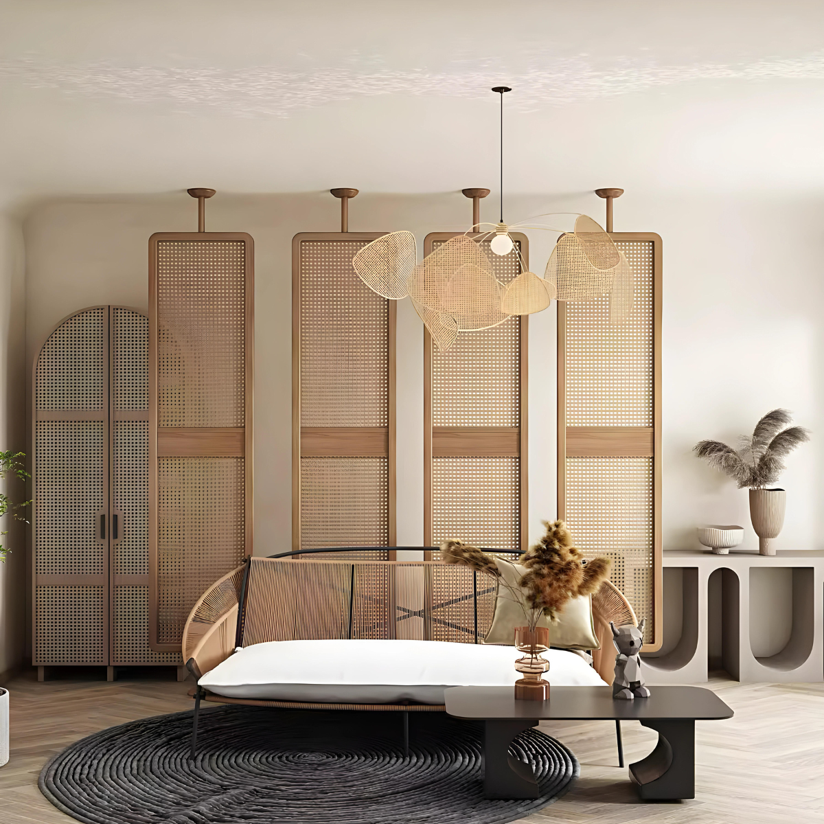 36 In Privacy Screen Rattan MIES Rattan Privacy Screen | Room Divider