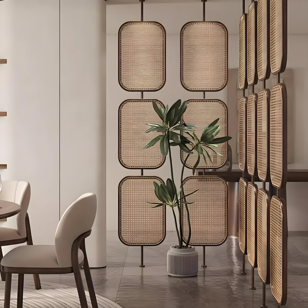 36 In Privacy Screen Rattan CORBUSIER Rattan Privacy Screen | Room Divider